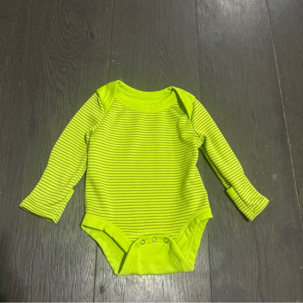 Patagonia Neon Lime Striped Long-Sleeve One-Piece Bodysuit